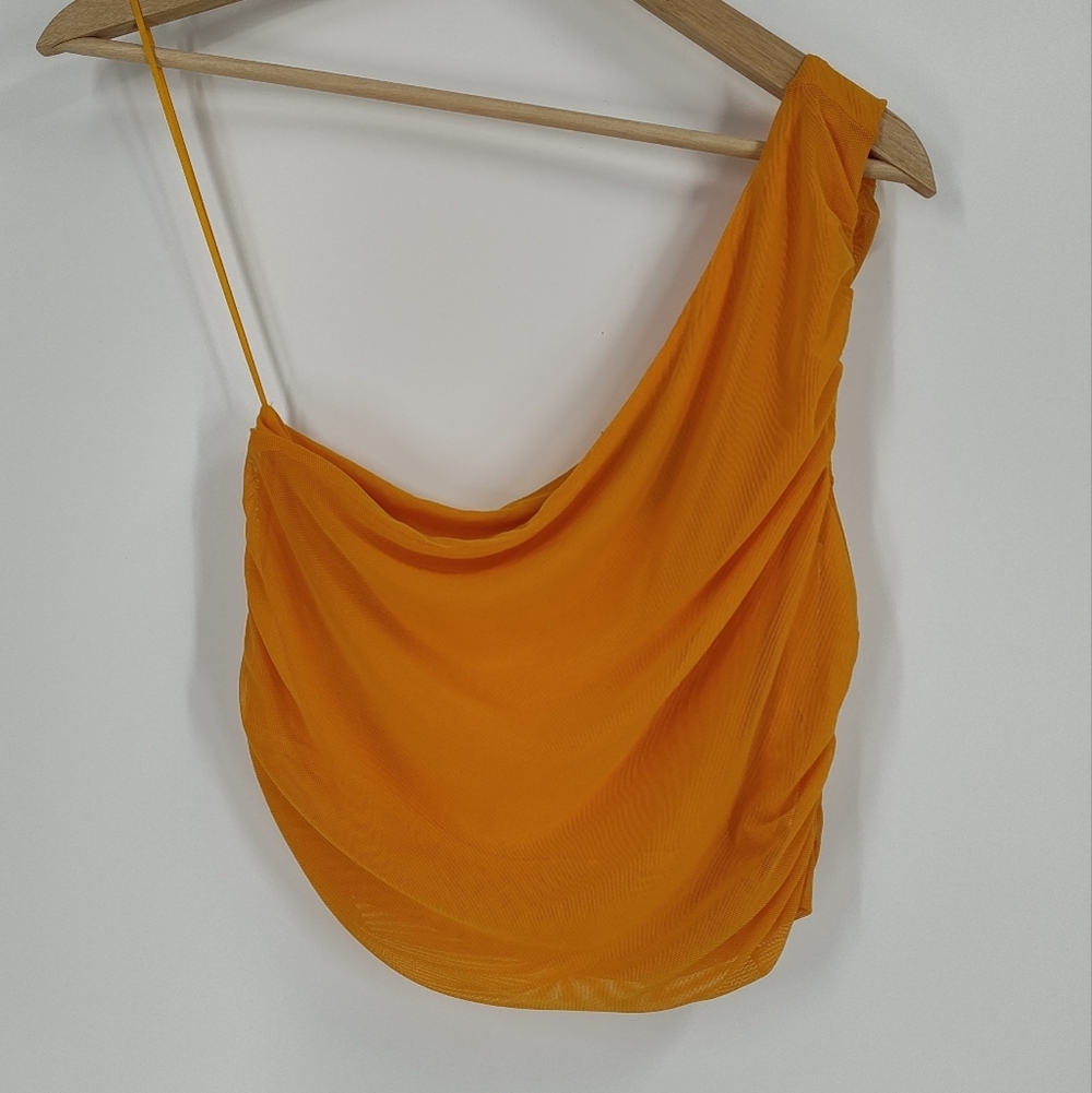 House of Harlow Mesh One Shoulder Cropped Tank